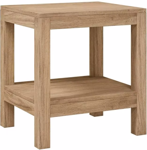 Berkfield Home Rustic Brown Teak Solid Wood Bathroom Side Table W/D/H: 35 x 45 x 45 cm – 1