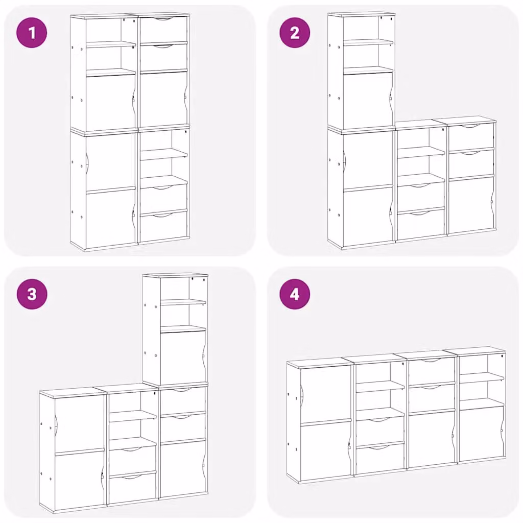 Berkfield Home ODDA Side Cabinets, Set of 4, Brown Solid Wood Pine, W/D/H: 40 x 24 x 79 cm – 3