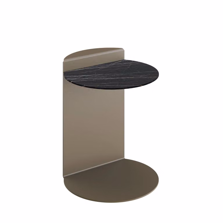 Dome Deco MARION Art Deco Side Table with Black Marble Top