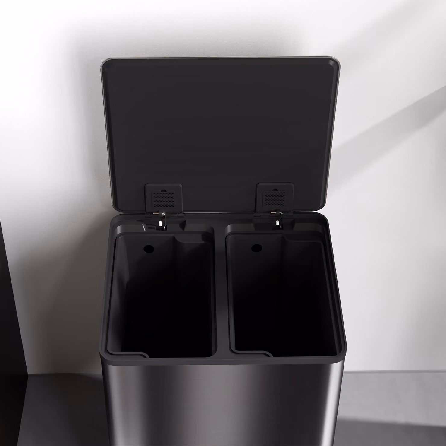 HOMCOM Dual Kitchen Bin, 2 x 30L Stainless Steel Pedal Bin in Silver with Soft-Close Lid and Removable Inner Buckets – 5