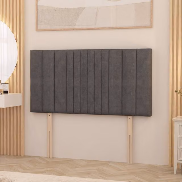 Somnior Beds Ltd Arizona Plush Velvet 32 Inch Divan Headboard - Grey Double