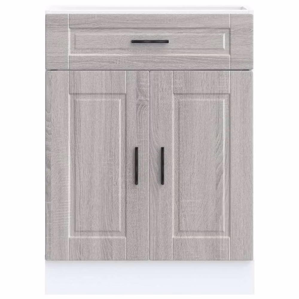 Berkfield Home Porto Kitchen Base Cabinet in Grey Sonoma Engineered Wood, H 81.5 x W 60.0 x D 46.0 cm – 2