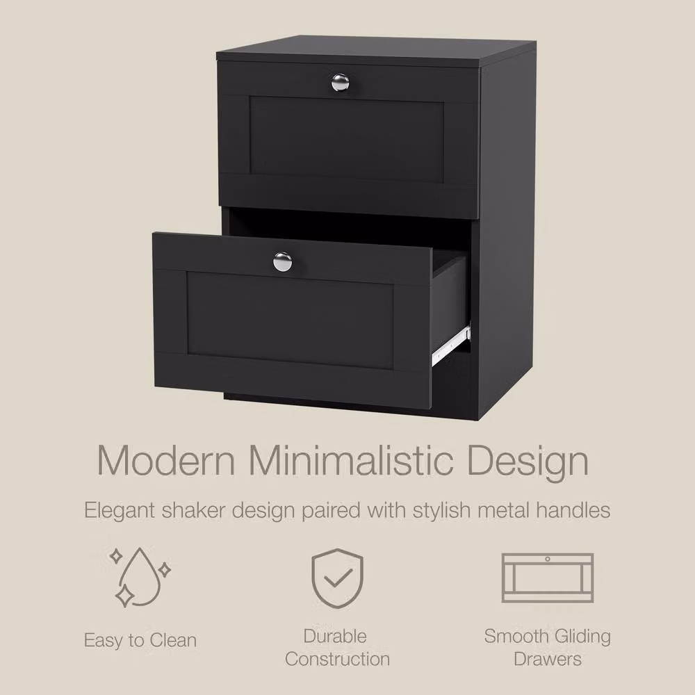Vida Designs Altino 2 Drawer Bedside Cabinet in Black – 2