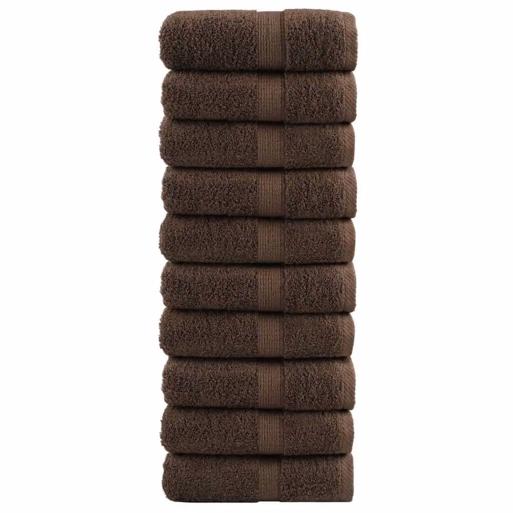 Berkfield Home SOLUND Premium Cotton Terry Guest Towels, Brown, 10 Pack, W: 30 cm x H: 50 cm, 600gsm – 2