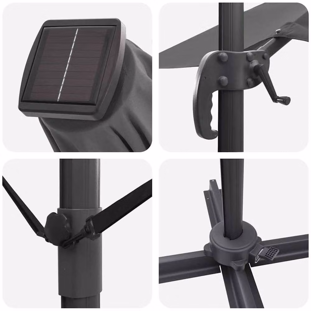 Berkfield Home Roma Cantilever Parasol with LEDs in Anthracite, W/D/H: 352 x 251 x 265 cm – 5