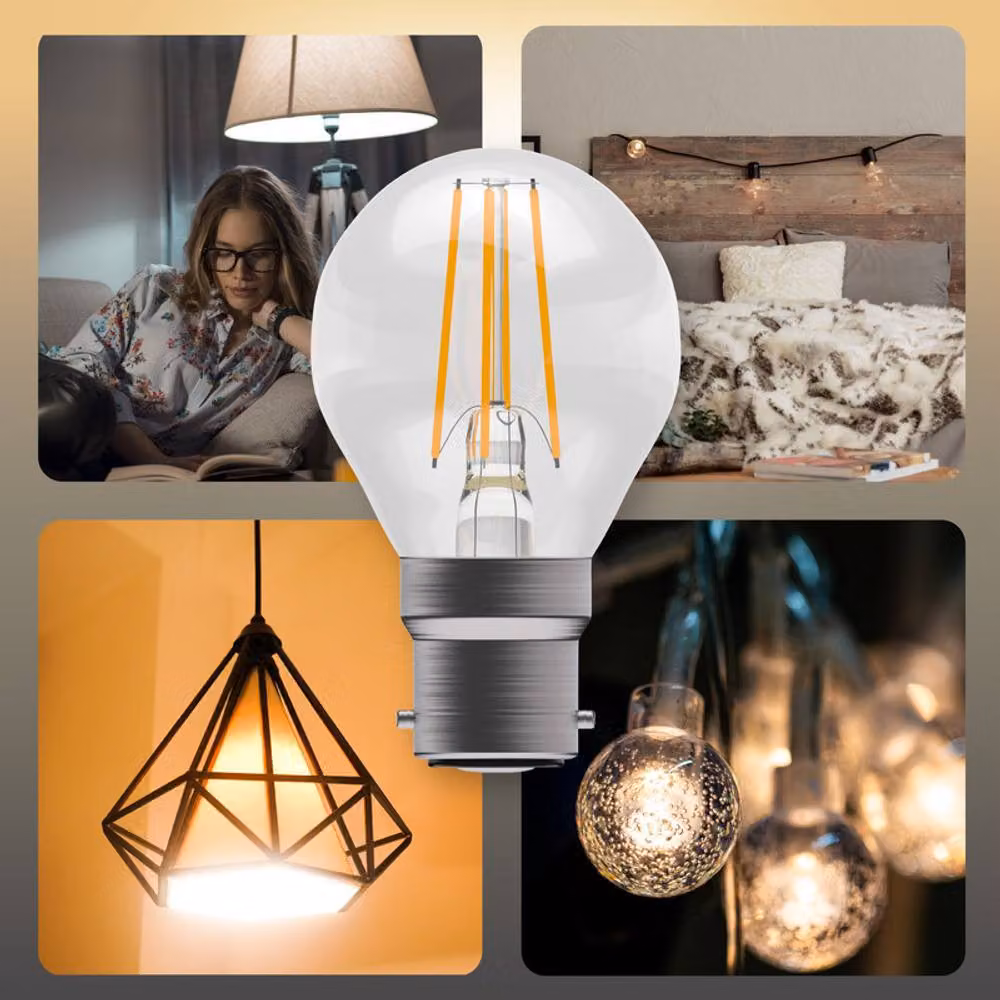 BELL Lighting B22 LED Filament Drop Bulb, Warm White, 4.5W, Pack of 6 – 3