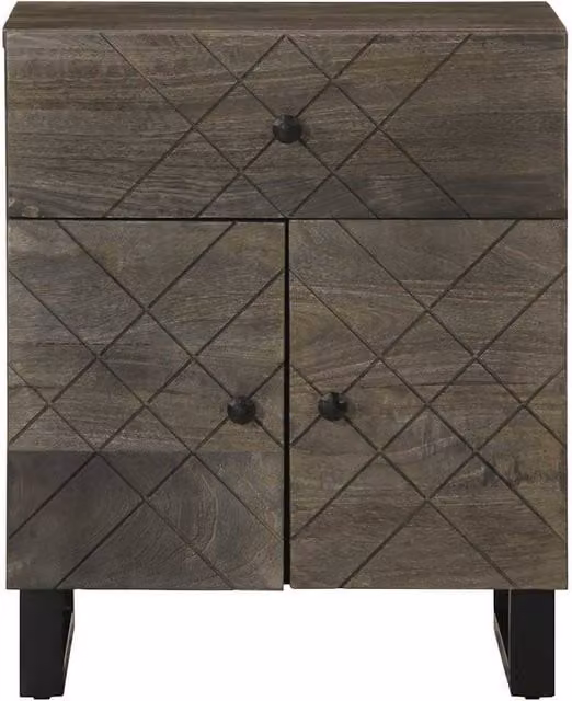 Berkfield Home Beautiful Black Solid Mango Wood Bedside Cabinet W/D/H: 50 x 33 x 60 cm – 1