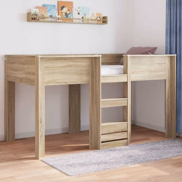 Berkfield Home Bunk Bed for Kids in Sonoma Oak Brown, W/D/H: 80 x 200 cm