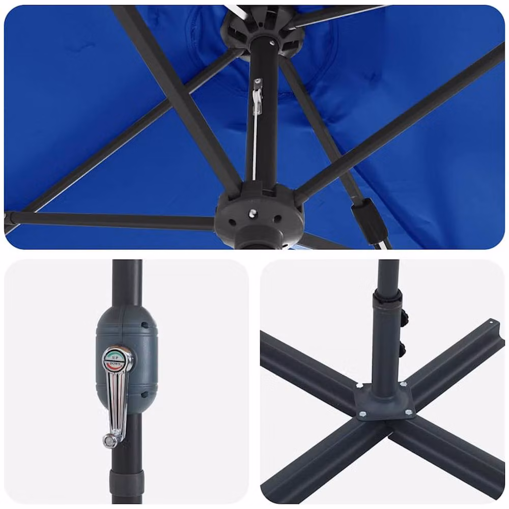 Berkfield Home Modern Garden Parasol in Blue with Powder-coated Steel, W: 380 cm, D: 196 cm, H: 235 cm – 3