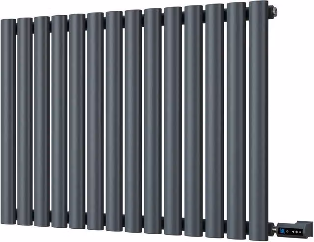 UK Radiators Omeara Anthracite Elliptical Tube Horizontal Designer Electric Radiator with WiFi App Control, W: 81.2 cm, H: 60 cm – 1