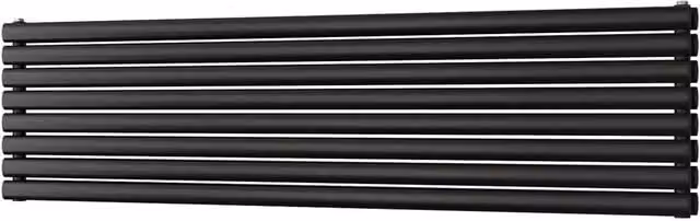 Omeara Axis Black Horizontal Double Panel Radiator W: 180 cm, H: 46.4 cm, D: 10.89 cm