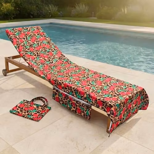 OHS Microfibre Quick-Dry Absorbent Beach Towel with Pocket and Bag, Multicolour, W: 75 cm, L: 215 cm – 1
