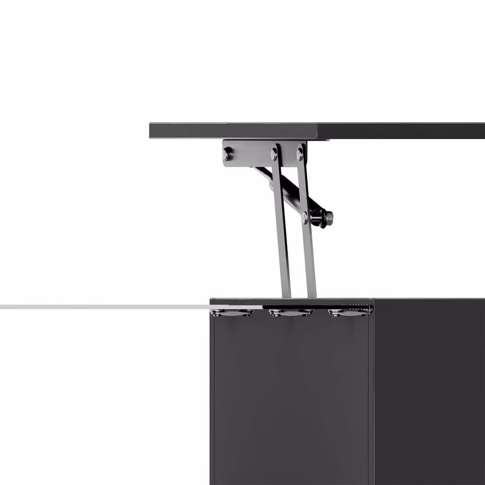 ERGOVEXA Modern Black Coffee Table with Lift Up Glass Top and Height Adjustable Mechanism – 4