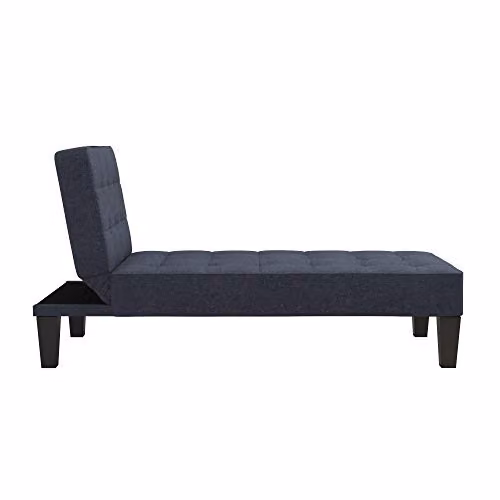 DHP Furniture Adalynn Chaise Lounger in Blue Linen, W: 73 cm, D: 163 cm, H: 80 cm – 4