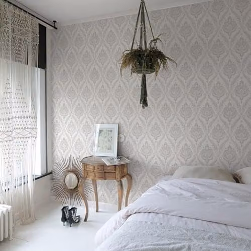 Grandeco Classical Grand Damask Textured Wallpaper in Grey – 2