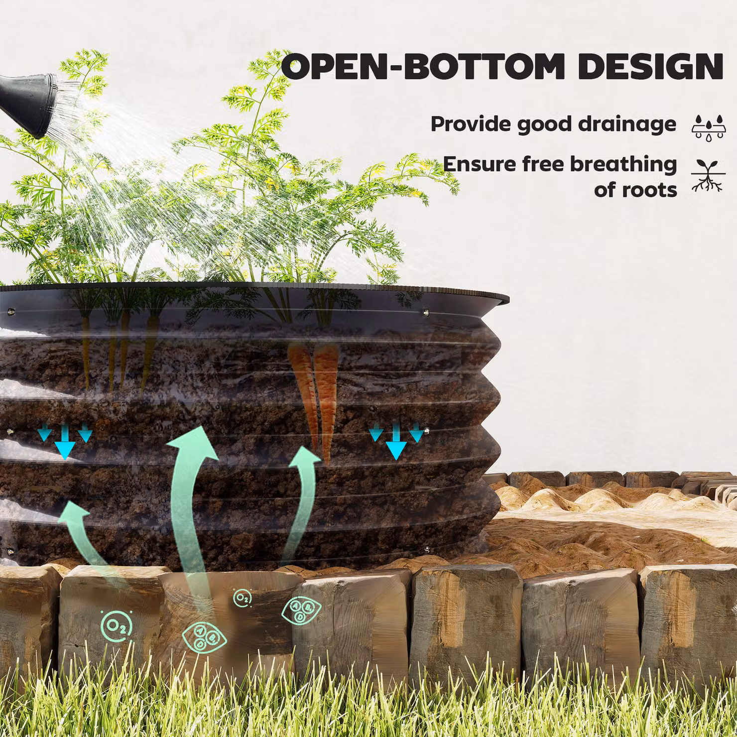 Outsunny Set of 2 Raised Garden Bed Metal Planter Boxes with Safety Edging in Dark Grey – 4