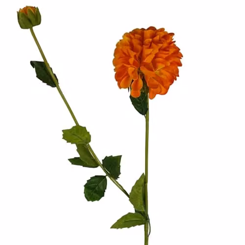 Leaf Orange Artificial Dahlia PomPom Flowers, Height: 75 cm – 1