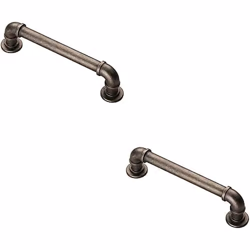 Loops 2 Pack Pipe Design Bar Cabinet Pull Handles in Pewter