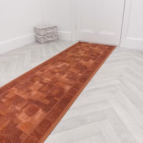 runrug Loop Pile Hallway Runner Rug in Terracotta, W: 80 cm, L: 300 cm – 5