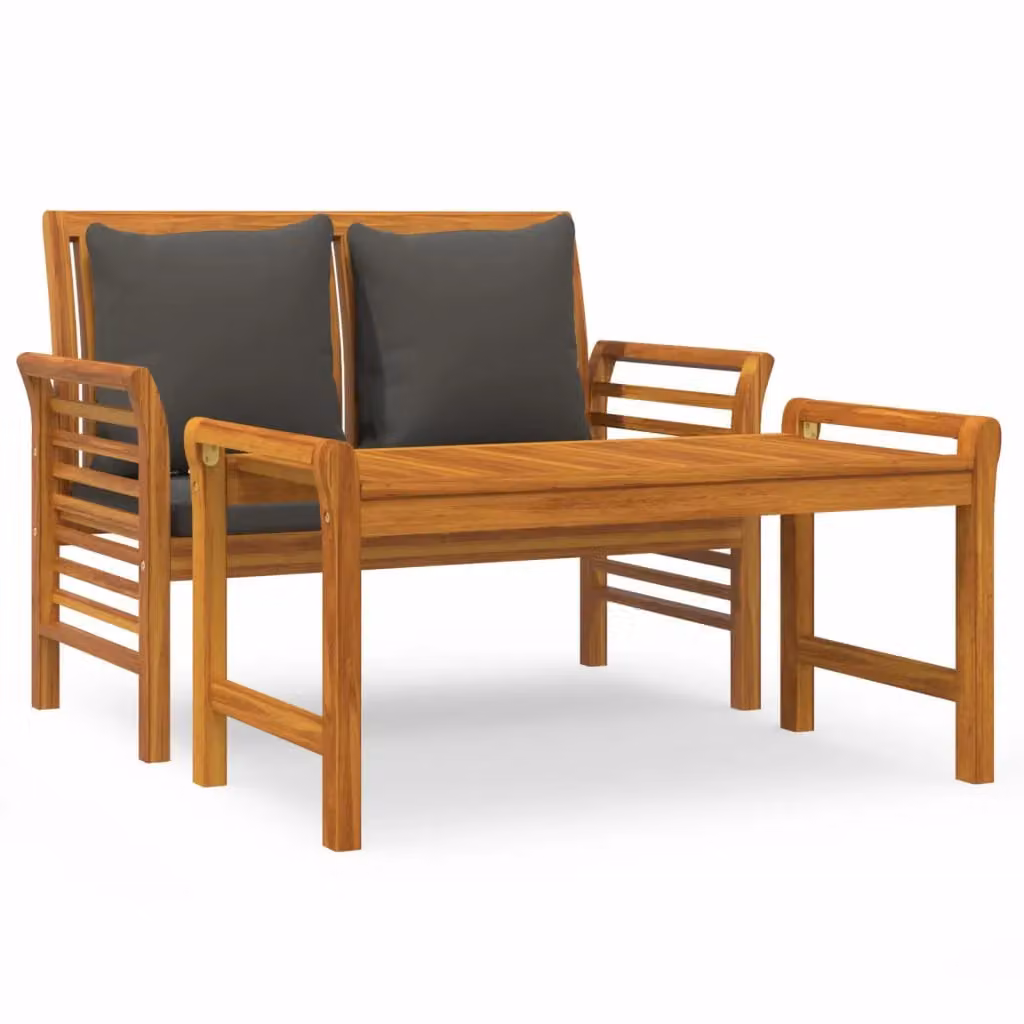 Berkfield Home 2 Piece Garden Lounge Set with Acacia Wood Frame and Dark Grey Cushions in Brown – 2