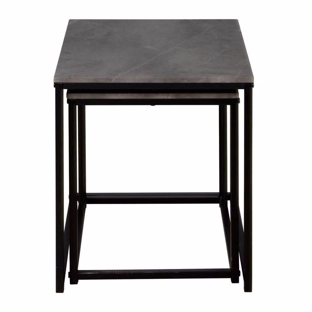 Havendro Square Nest of Tables with Grey MDF Tops and Black Metal Frame – 3
