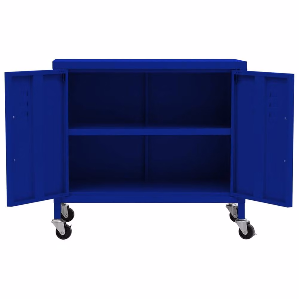 Berkfield Blue Metal Home Storage Cabinet with Hinged Doors W/D/H: 60 x 35 x 56 cm – 4