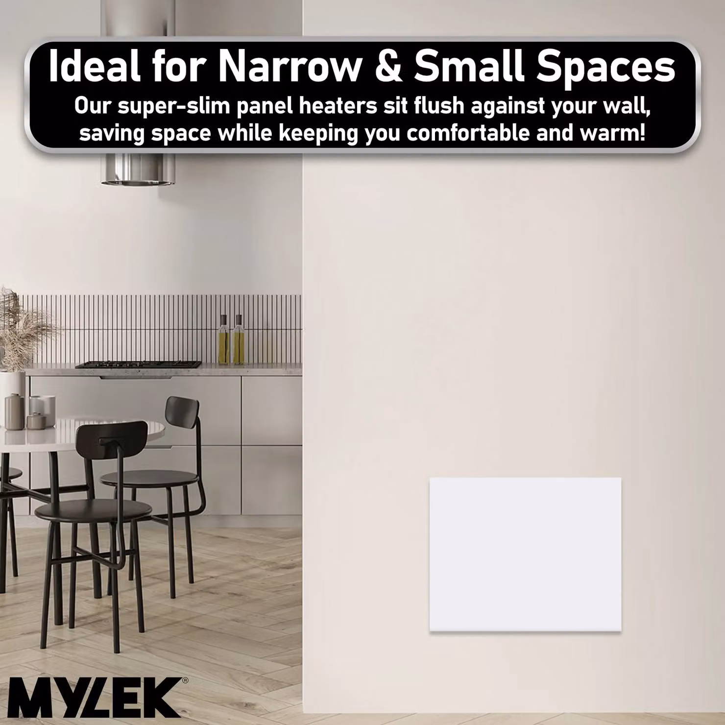 MYLEK Ultra Slim 1kW Electric Panel Convector Heater with 24/7 Timer and Thermostat, White – 4