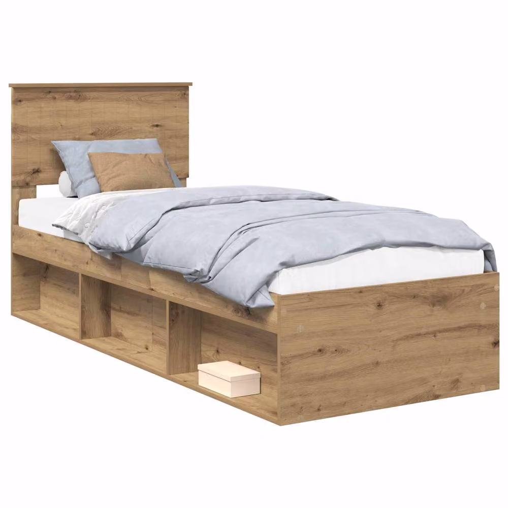 Berkfield Home Artisan Oak Bed Frame in Brown, W/D/H: 75 x 190 cm – 2