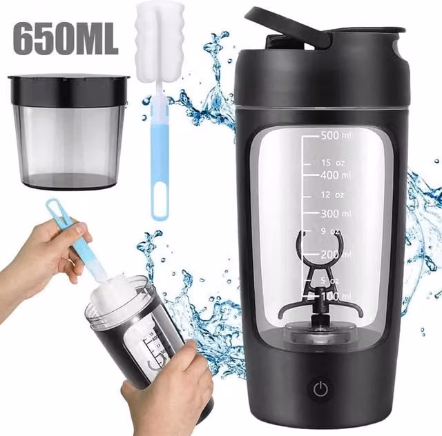PAWNORA Rechargeable Electric Protein Mixer, 650ml, Black – 1