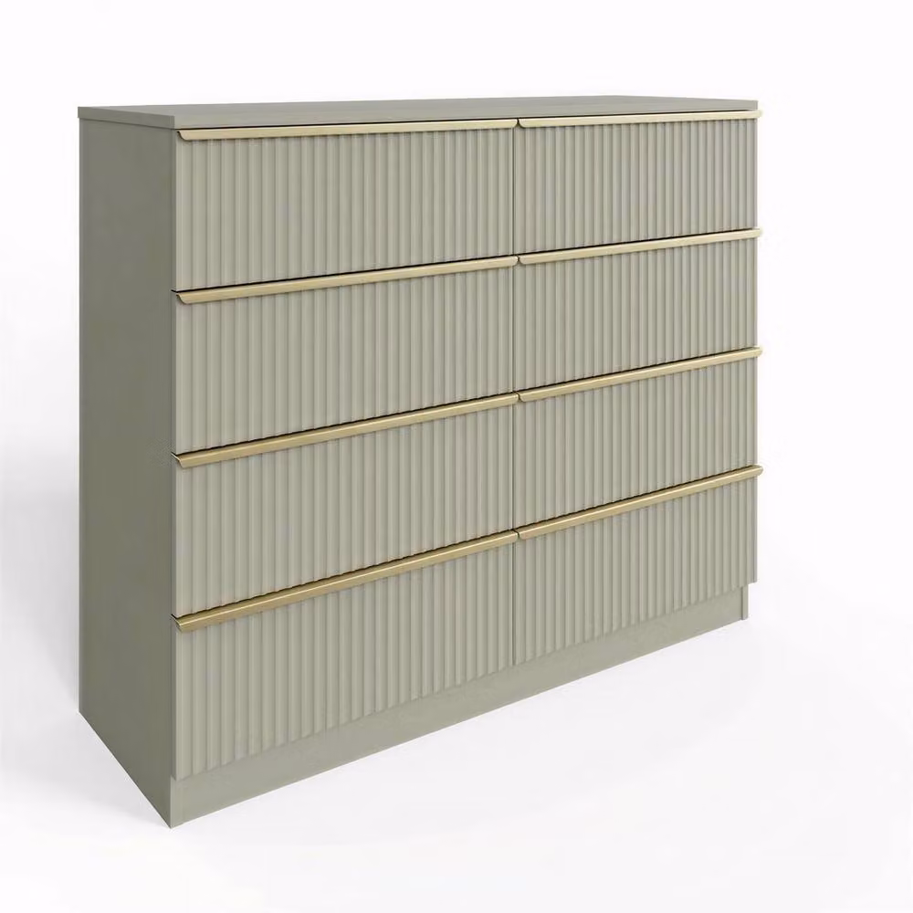 FWStyle Lania Scalloped Ripple Effect 8 Drawer Chest of Drawers in Green and Gold – 3