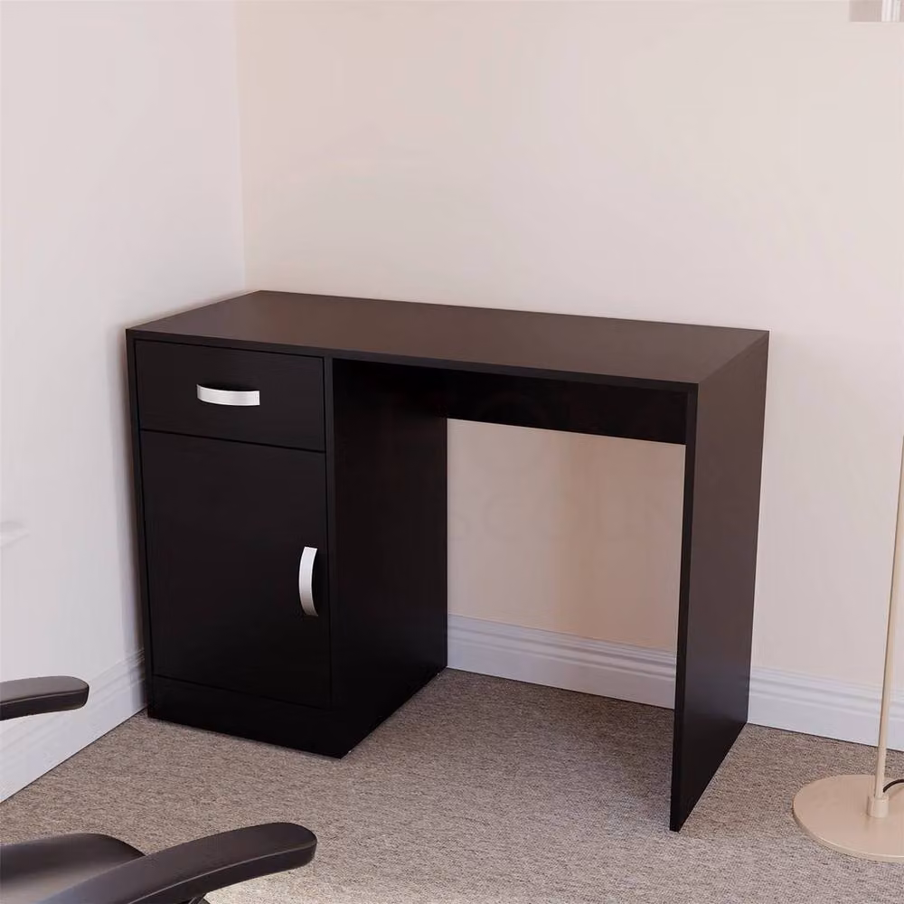 EONLION Modern Black Computer Desk with 1 Drawer and 1 Door, Width: 100 cm – 3