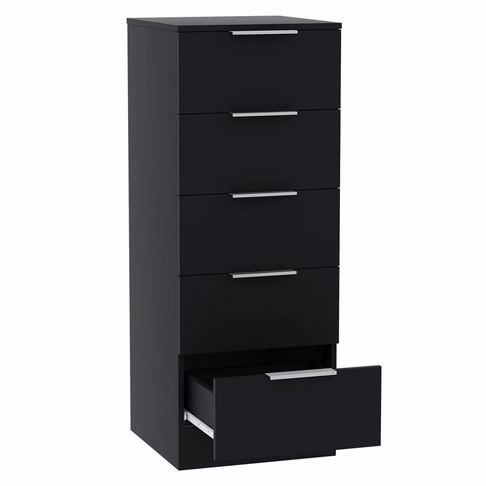 Kelvenix Modern Black 5 Drawer Narrow Bedroom Chest of Drawers – 4