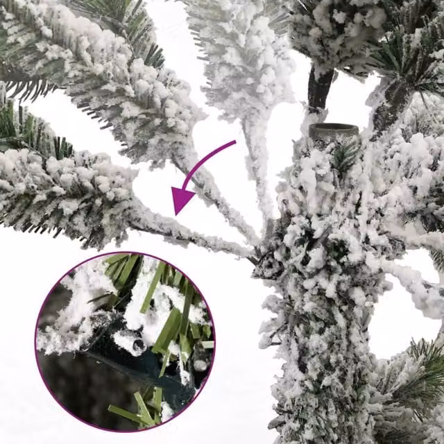 Berkfield Home Beautiful Artificial Hinged Christmas Tree with Flocked Snow in White, Height: 210 cm