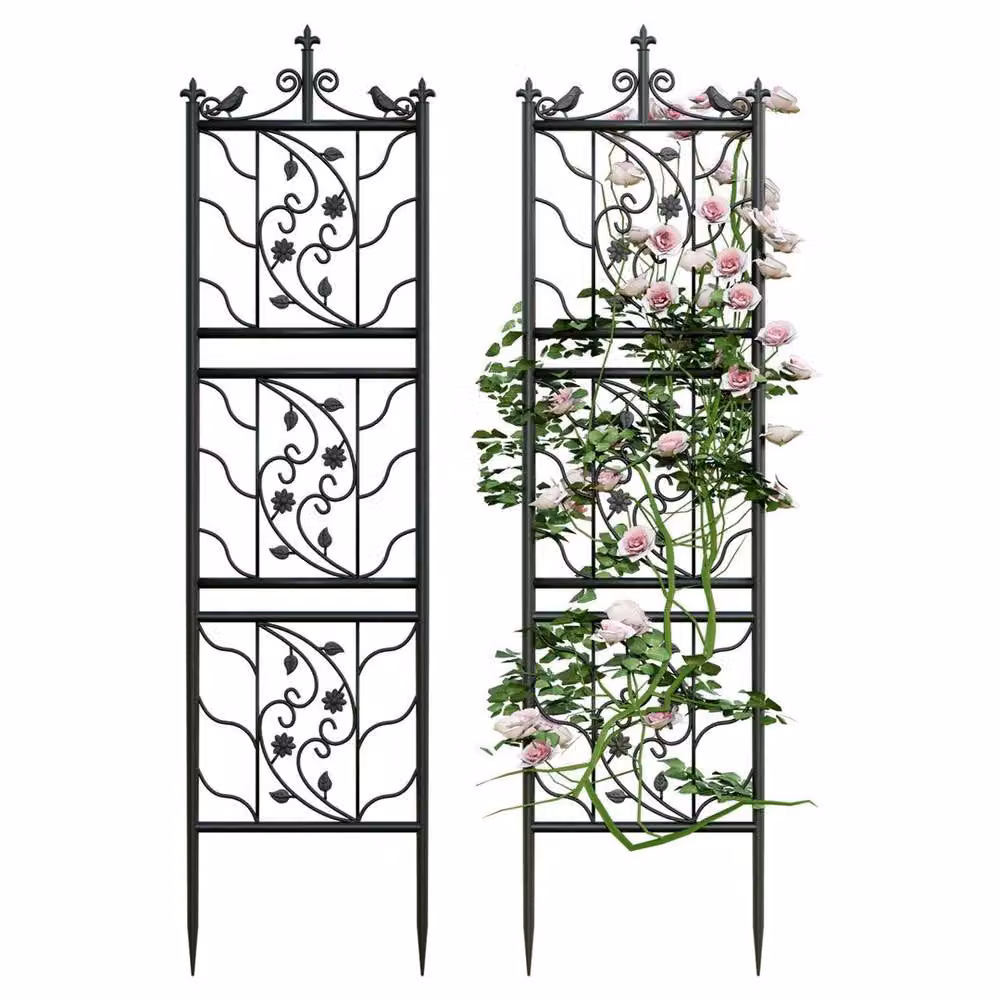 FLAVORA 2 Pack Metal Plant Trellis Support in Black, H 218 cm x W 50 cm – 3