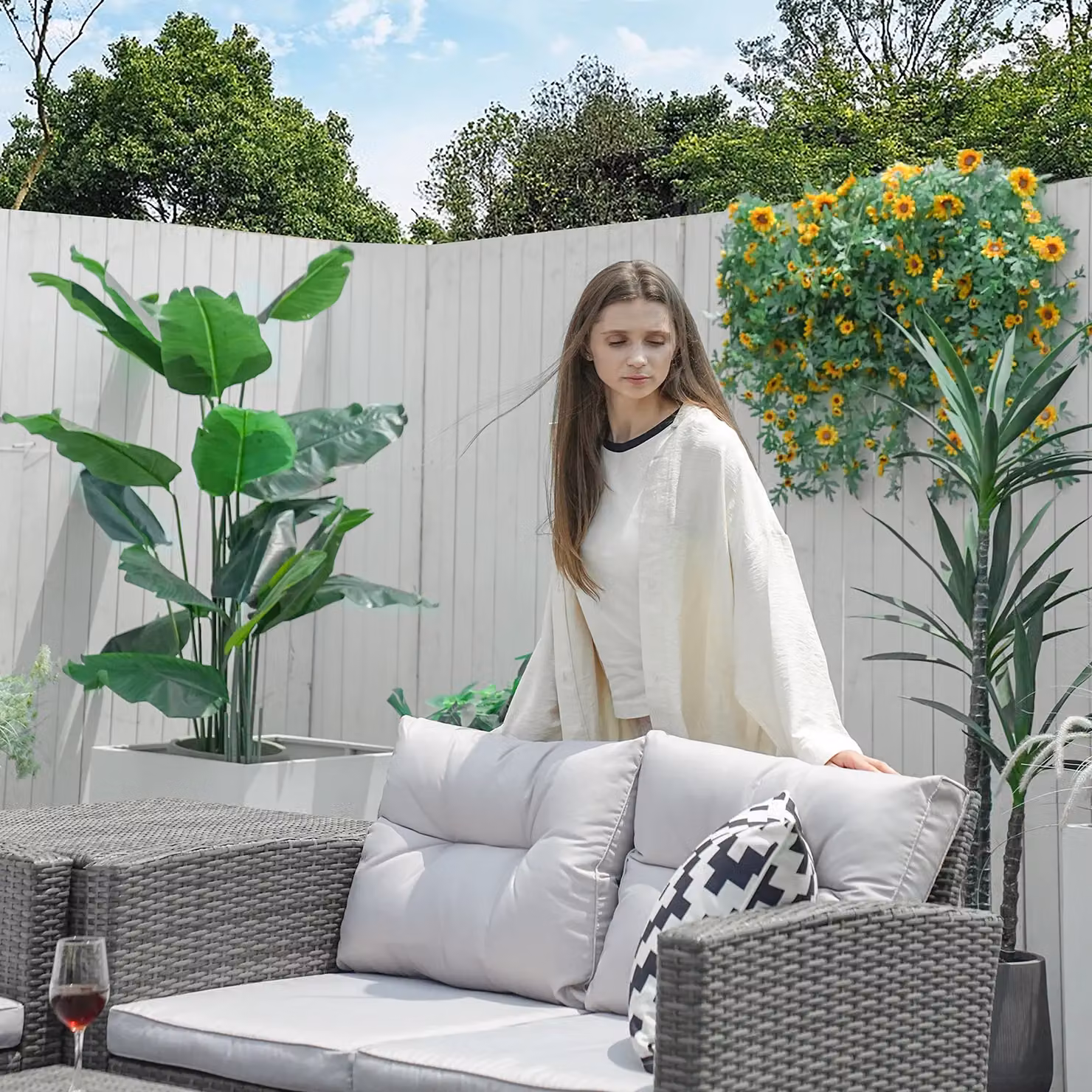 Direct Wicker 7-Seat Outdoor Rattan Garden Sofa Set with Storage Box and Cushions in Grey – 5