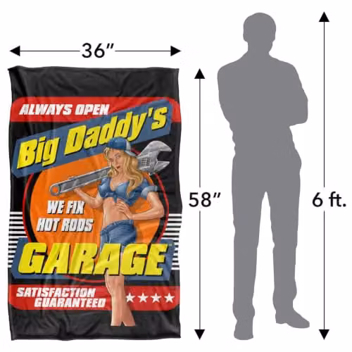 JQ Licensing Big Daddy's Garage Silky Touch Super Soft Fleece Throw Blanket, Multicolour, W: 91 cm, D: 147 cm – 3