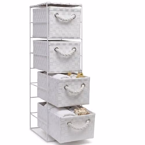 Arpan White 4-Drawer Slim Storage Unit W/D/H: 18 x 25 x 65 cm