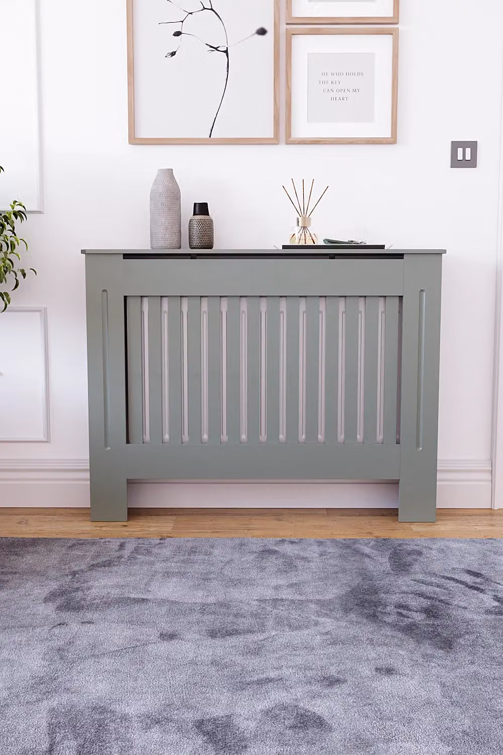 Vida Designs Chelsea MDF Radiator Cover in Grey, H 82.0 x W 112.0 x D 19.0 cm – 3
