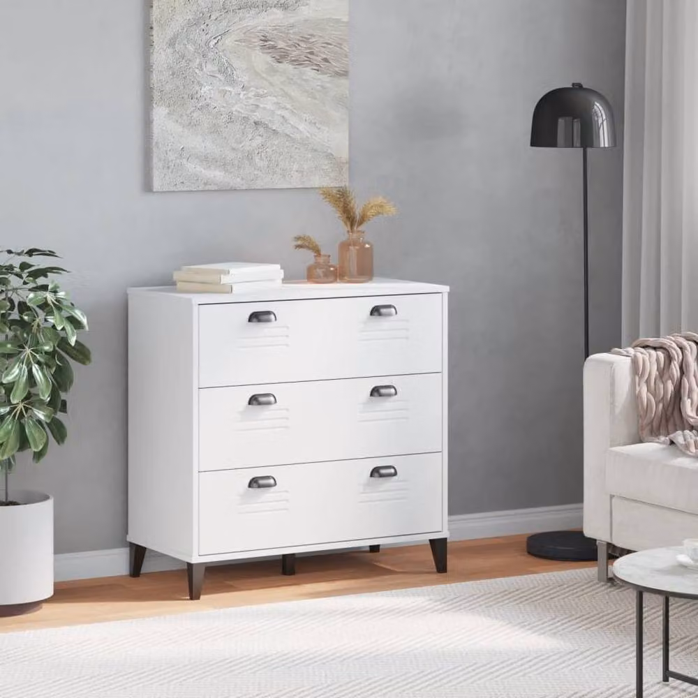 Berkfield Home VIKEN Freestanding Drawer Cabinet in White Matt MDF – 2