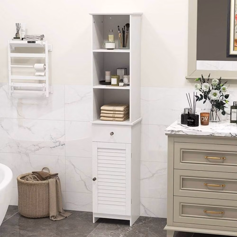 Kelvenix Modern Freestanding Bathroom and Kitchen Storage Cabinet in Matt White – 2