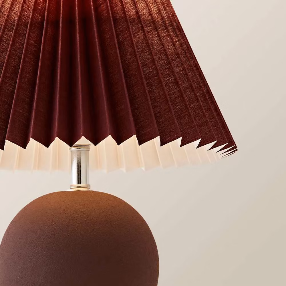 ValueLights Beattie Burgundy Ceramic Table Lamp with Origami Shade – 3