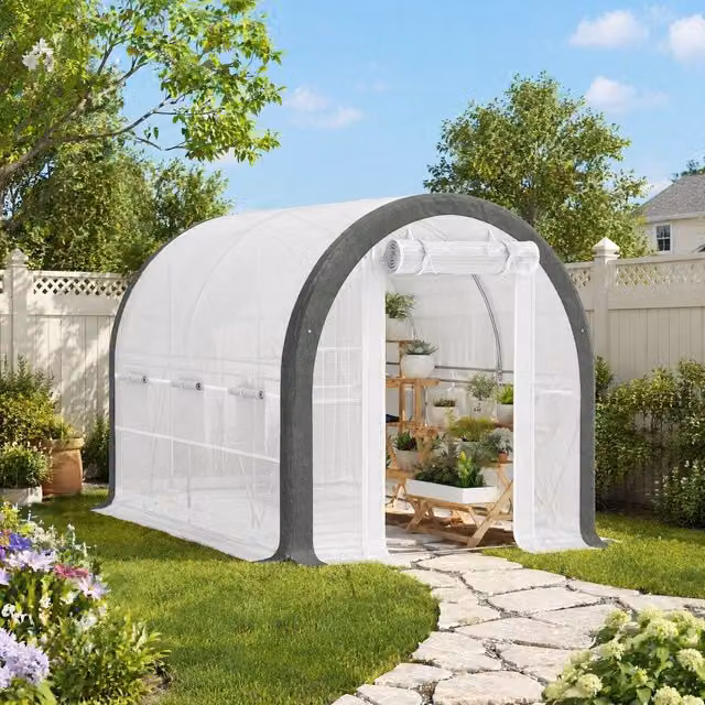 STILVORA White Walk-In Tunnel Greenhouse with Accessories, W: 300 cm, D: 200 cm, H: 200 cm – 1