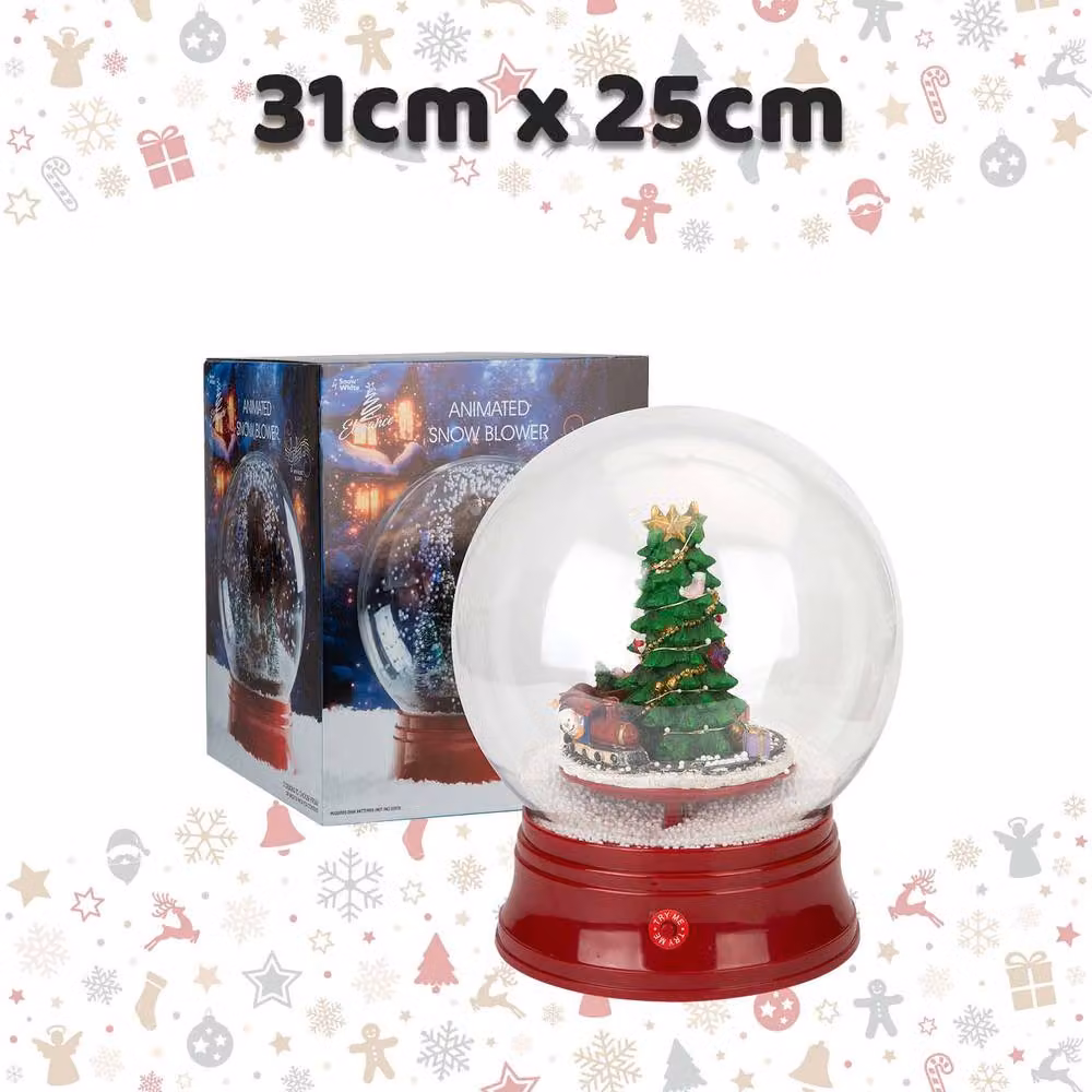 VFM e-Store Christmas Snow Globe Light Up Blower Train Decoration in White and Multicolour, W: 31 cm, D: 25 cm – 2
