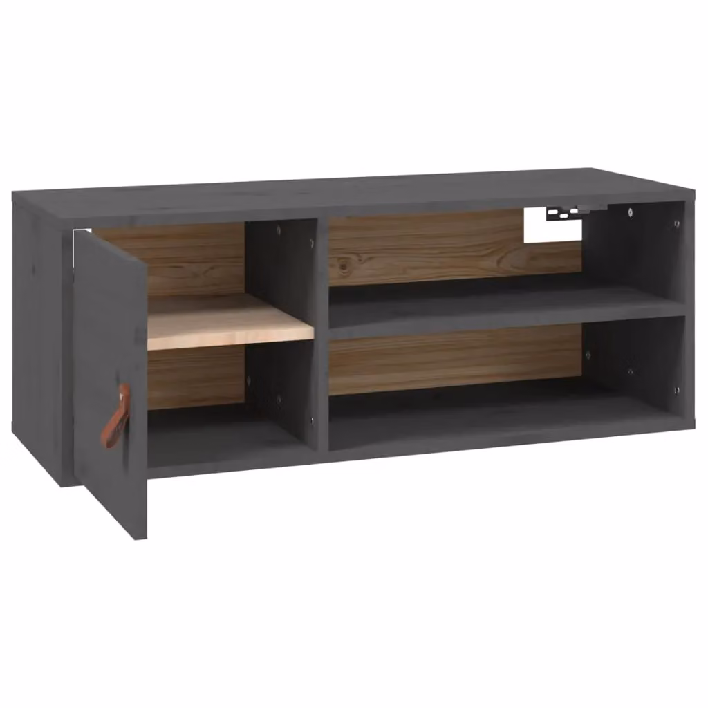 Berkfield Home Grey Solid Wood Pine Wall Cabinet W/D/H: 80 x 30 x 30 cm – 2