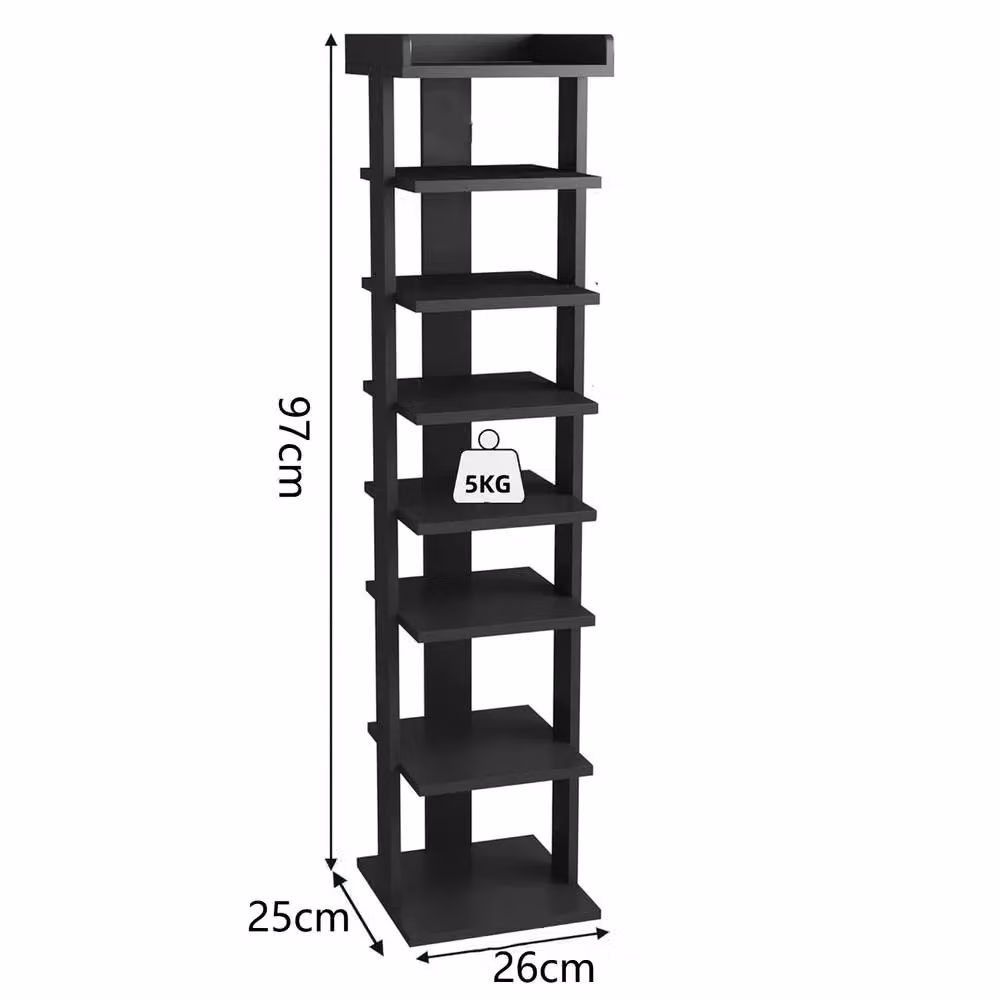 Dprodo 7-Tier Black PVC Wood Plastic Shoe Rack with Adjustable Shelves – 3