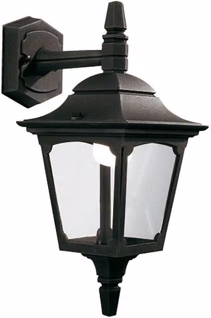 Loops Black IP44 Outdoor LED Wall Sconce with E27 Bulb Holder
