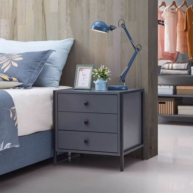 Timber Art Design Zahra 3 Drawer Bedside Table Cabinet in Dark Grey – 1