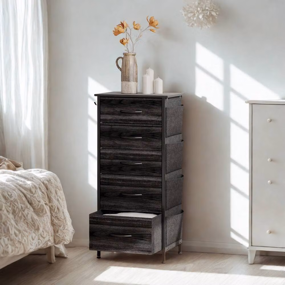 FURNOS Industrial 5 Fabric Drawer Chest Storage Unit in Black – 2