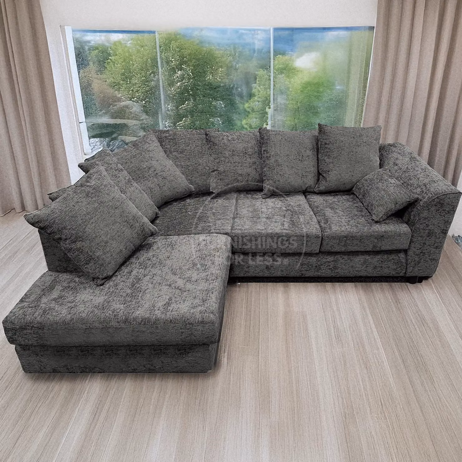 Furnishings For Less UK Monaco Chenille Fabric 3 to 4 Seater L Shaped Corner Sofa, Left Hand Facing, Grey – 2