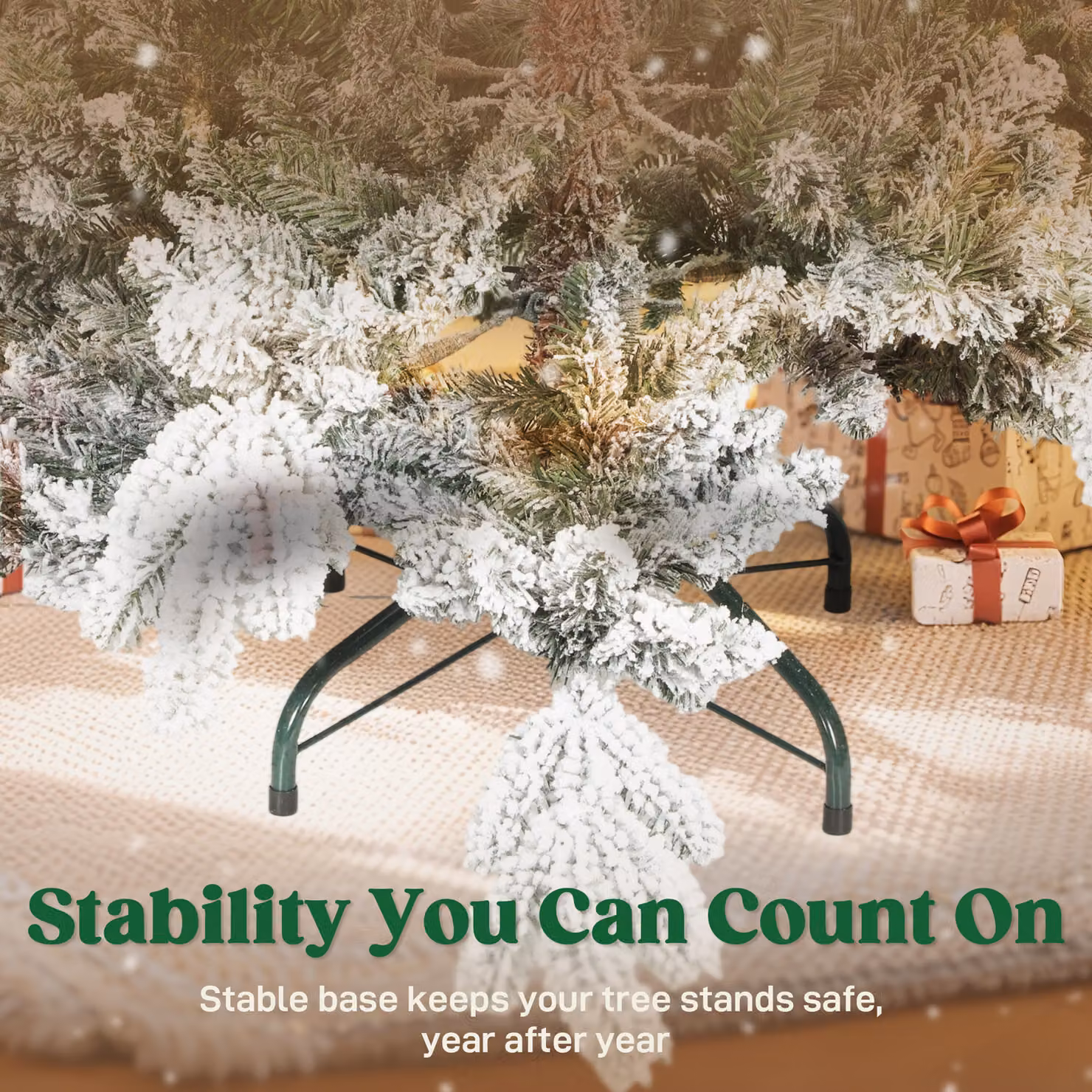 HOMCOM 7ft Super Flocked Christmas Tree in Green and White – 7